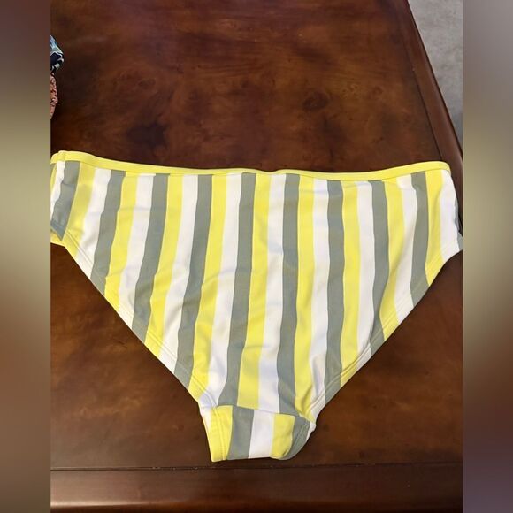 Kona Sol Yellow Gray & White Medium Coverage Hipster Bikini Bottom NWT 1X - Picture 3 of 5
